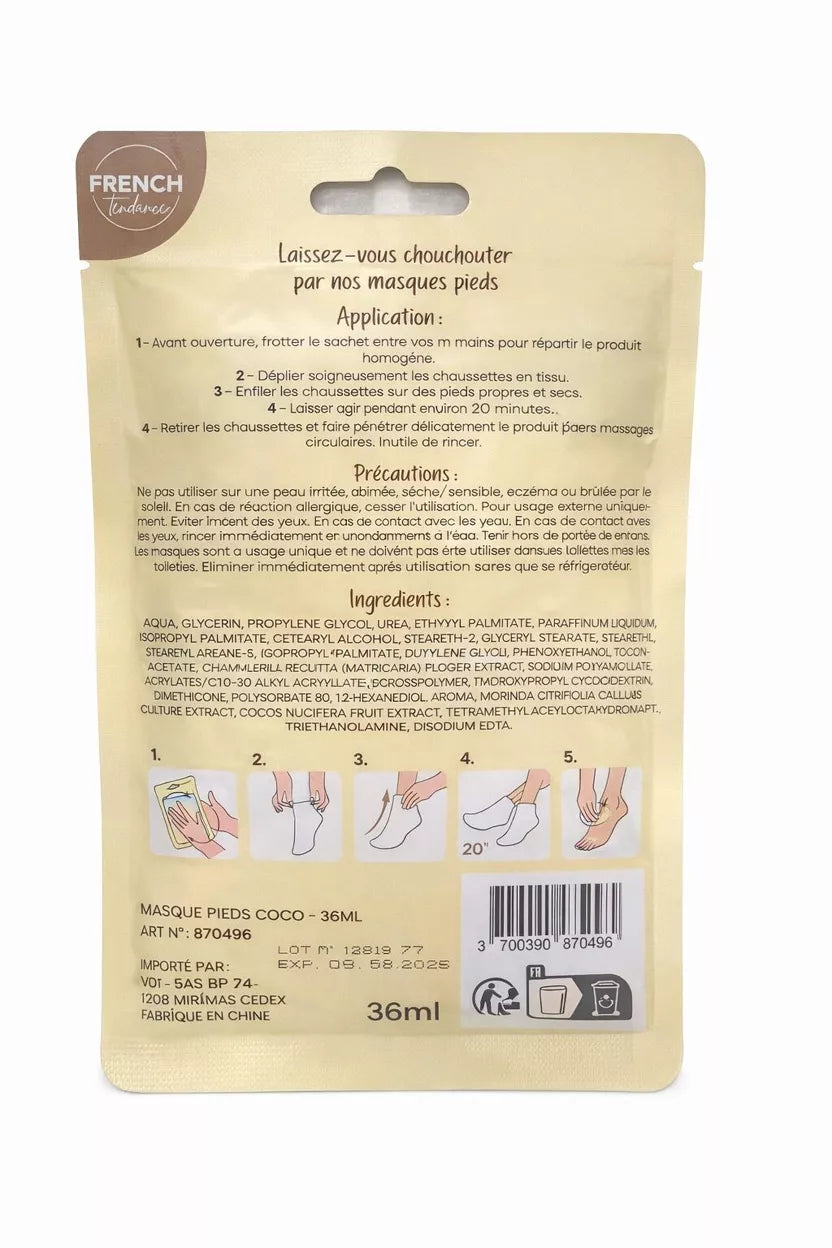 Masque hydratant pieds (2)- Senteur Coco - FRENCH TENDANCE