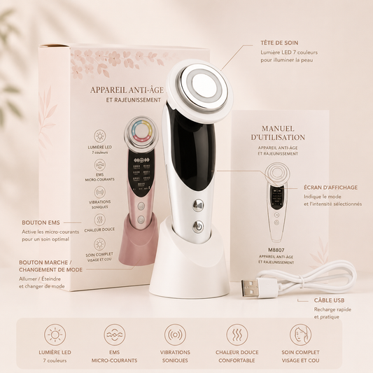 Masseur Visage LED Chauffant 7-en-1 Minerva™ – Le rituel beauté nouvelle génération