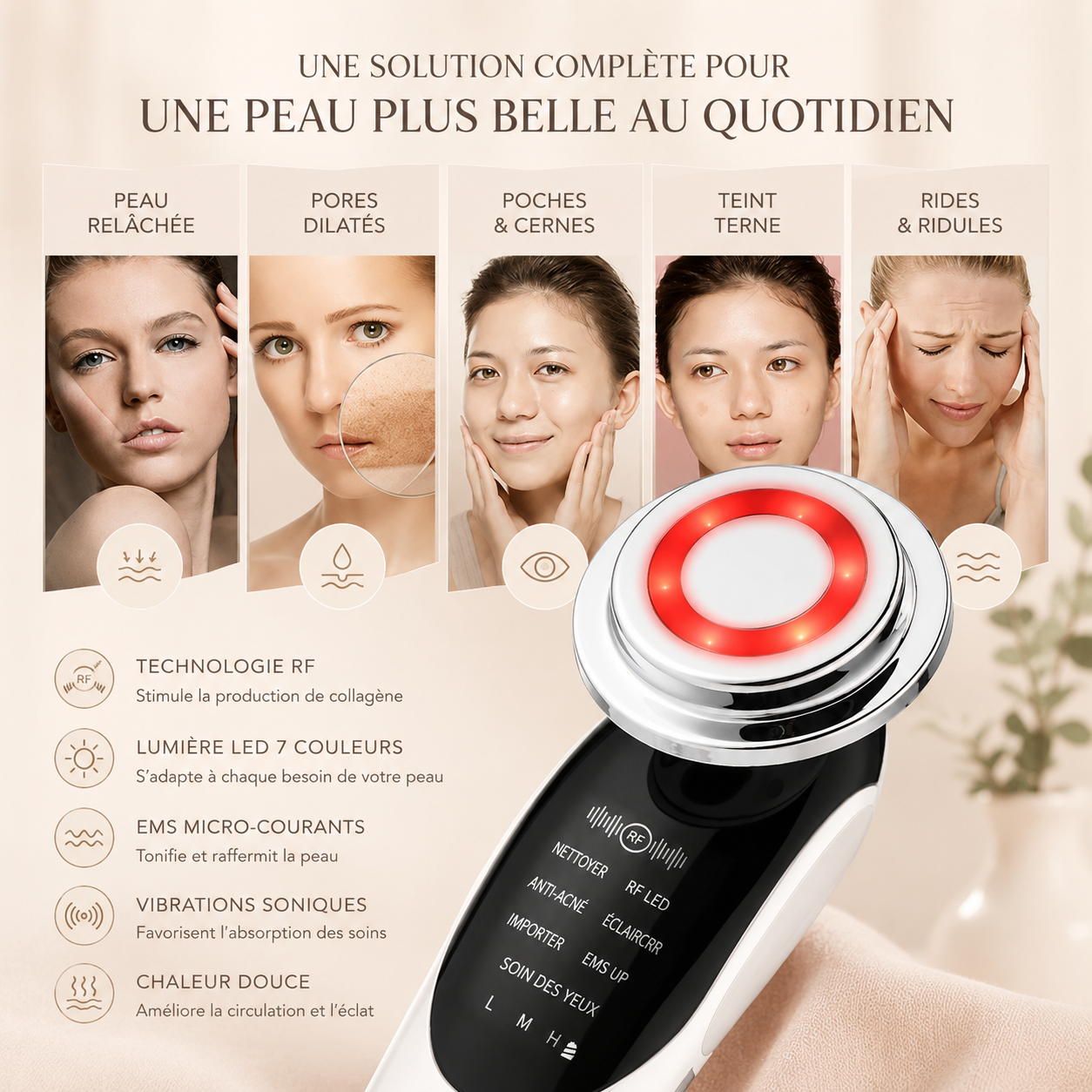 Masseur Visage LED Chauffant 7-en-1 Minerva™ – Le rituel beauté nouvelle génération